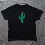Koszulka ręcznie malowana kaktus unisex - Czarna koszulka kaktus