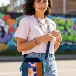 Listonoszka z kominem patchwork no waste unikat handmade figi