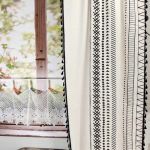 Zasłona gotowa lniana boho z frędzlami wzory geometryczne tunel 150/240cm - 