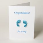 Kartka narodziny dziecka, quilling, niebieska - 
