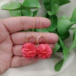 Koralowe długie kolczyki kwiaty lekkie koral - łososiowe