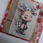 Kartka świąteczna Boże Narodzenie renifer z prezentem - Kartka świąteczna Boże Narodzenie renifer z prezentem