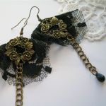 Black lace - kolczyki vintage - Lekkie kolczyki