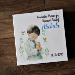 Pudełko na łańcuszek - prezent na komunię 2 - Pudełko na łańcuszek z okazji pierwszej komunii świętej pamiątka komunijna prezent komunijny dla chłopca komunia personalizowane pudełko