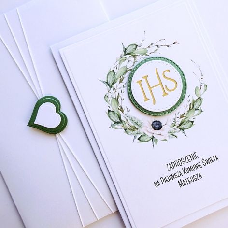 Zaproszenie komunijne handmade z Hostią