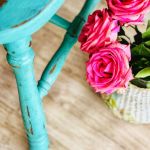 Krzesło turkusowe shabby chic, patyczak, do salonu - 