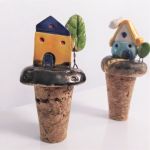 Ceramiczny korek do wina - domek, handmade - 