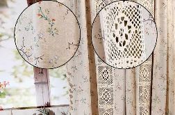 Zasłony gotowe lniane boho z frędzlami koronka dziergana panel 150/240cm