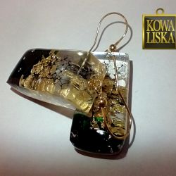 Powiew Jesieni II - kolczyki z żywicy i złota