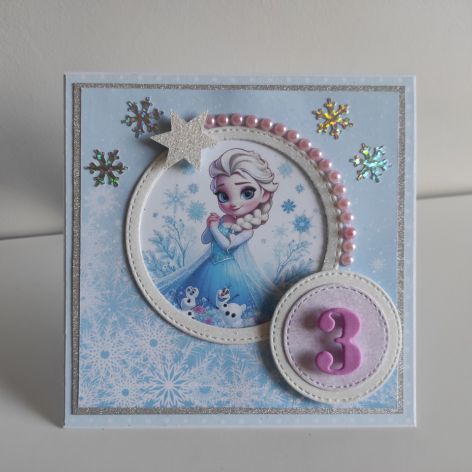 Kartka urodzinowa Kraina lodu Elsa handmade 3