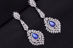 KOLCZYKI DIAMENTOWE CYRKONIE, Blue