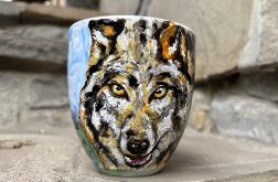 Porcelanowy kubek ręcznie malowany Wilki