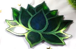 Ciemny lotos zielony - podkładka z żywicy