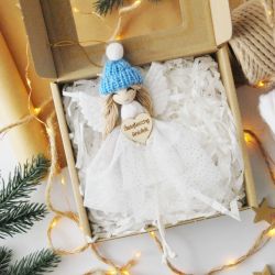 Makramowy Aniołek na święta - zawieszka 