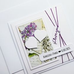 Kartka ślubna retro z dwoma sercami handmade