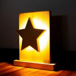 Drewniana lampa nocna, gwiazda - Wersja surowa