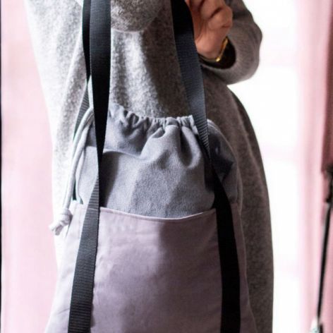 Szara torba z kominem z weluru