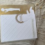 Komunia św. kartka scrapbooking chłopiec IHS - 