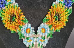 Komplet "Bukiet Słoneczny" naszyjnik i bransoletka z kwiatami z koralików