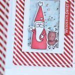 Migocząca kartka świąteczna z reniferem i św. Mikołajem - 