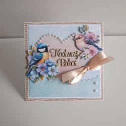 Kartka na Dzień Babci z ptaszkami