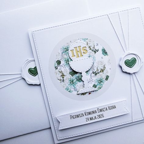 Kartka komunijna minimalistyczna handmade