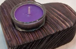 Świecznik drewniany świerk Shou Sugi Ban śliwka, Romy No. 20
