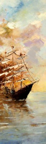Statek - Obraz olejny 40x60cm