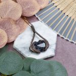 Miedziany wisiorek wire wrapping z jaspisem Garboo #528 - 