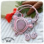 Naszyjnik sutasz soutache Lady Pink różowy  - Różowy