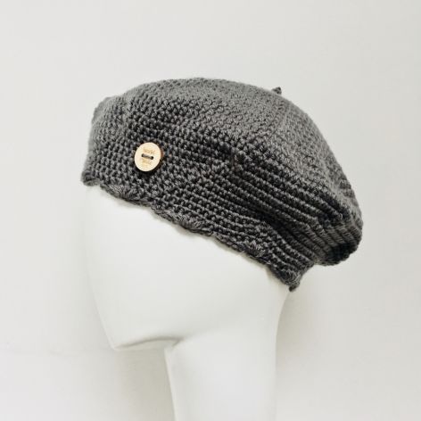 Klasyczny szary beret francuski z antenką