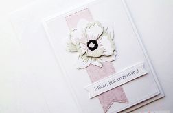 Kartka ŚLUBNA z peonią - różowa