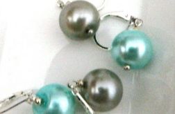 Błękitne lub szare perły Majorka i srebro, kolczyki z perłami