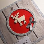 Kartka Boże Narodzenie handmade łoś czerwona - 