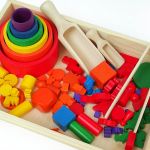 Sorter kolorów drewniany Montessori - Figurki drewniane