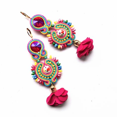 Sweet Rose kolczyki sutaszowe