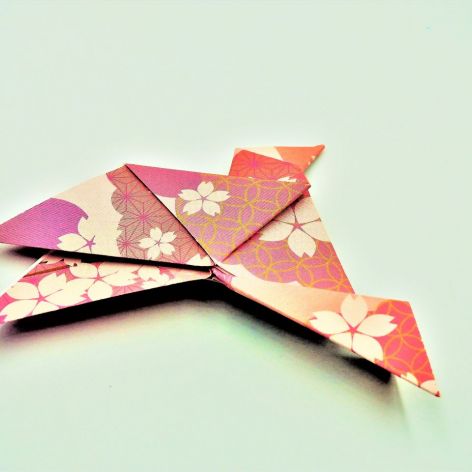 Magnes na lodówkę origami ptaszek różowo złoty