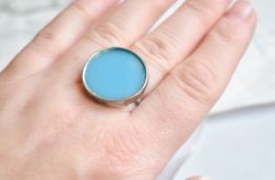 Niebieski - pierścionek ze szkłem