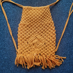 Plecak worek makrama handmade żółty