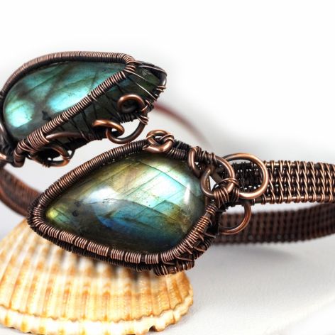 Regulowana bransoletka z labradorytami