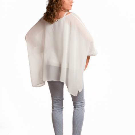Biała szyfonowa bluzka-tunika
