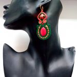 Red Cloisonne kolczyki sutasz - 