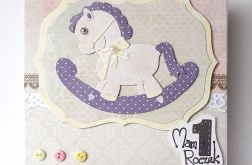 Kartka na roczek z konikiem różowa