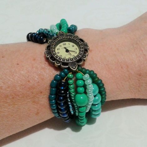bransoletka zielona z zegarkiem