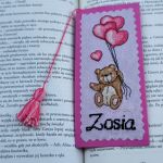 Haftowana zakładka z misiem, personalizowana - zakładka z imieniem. - 