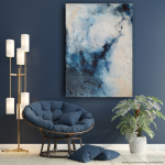 Abstrakcja BLUE, ręcznie malowana, obraz strukturalny 100x100 cm - 