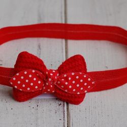 Opaska niemowlęca - Kokardka na czerwono