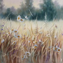 Gorąca Łąka, ręcznie malowany olejny