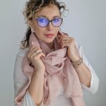 DUŻY SZAL SZALIK LNIANY DAMSKI PUDROWY RÓŻ - szal