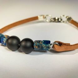 Bransoletka - jaspis-black stone